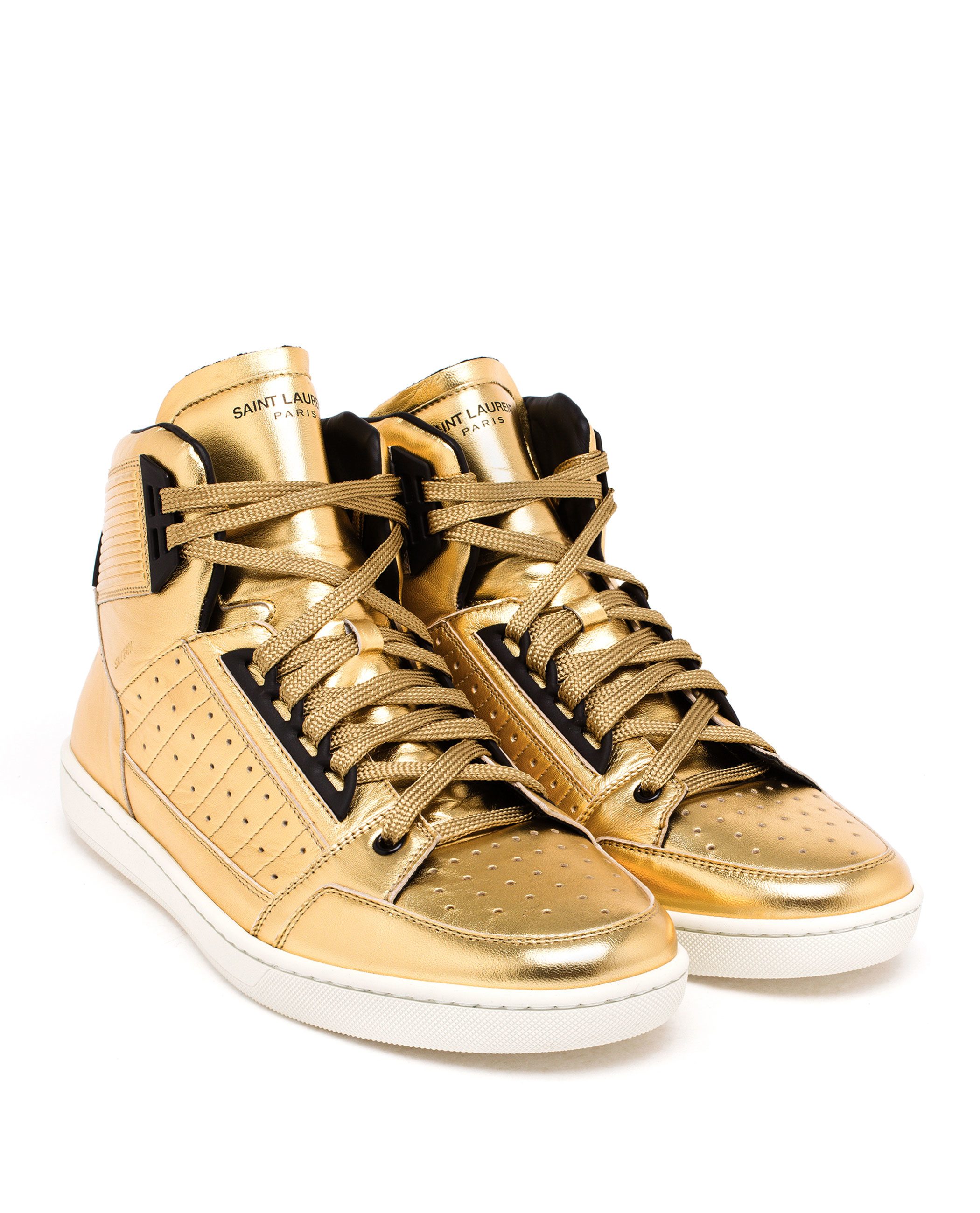 Saint Laurent High-top Trainers in Gold (Metallic) for Men - Lyst