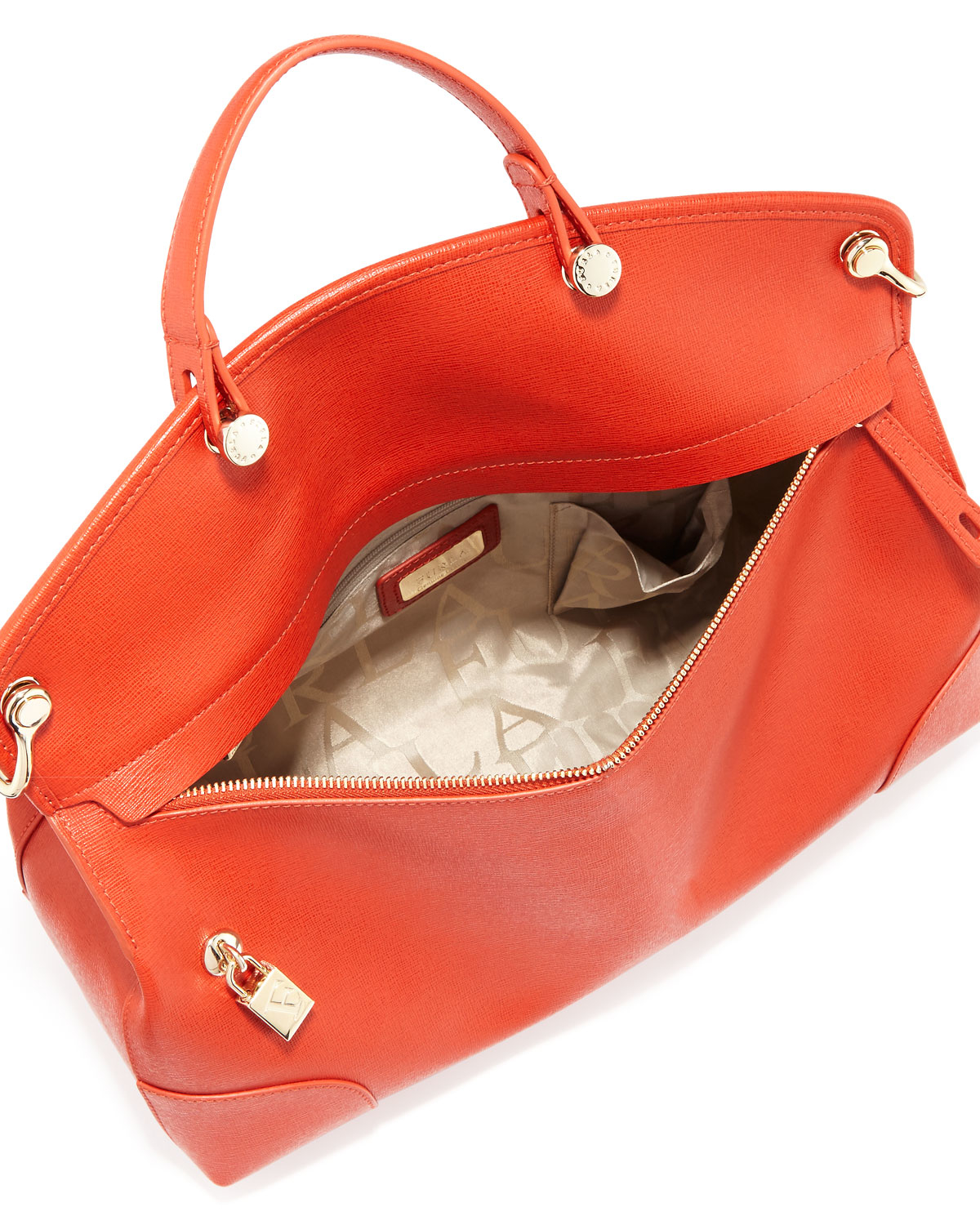 Lyst Furla Nikole Large Leather Satchel Bag In Orange Gallery