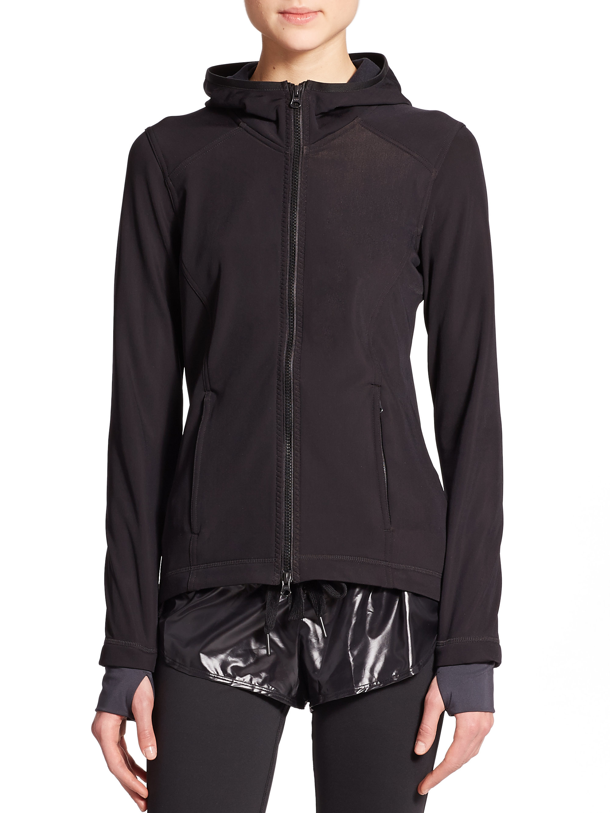 Lyst - Adidas by stella mccartney Zip-up Fleece Hoodie in Black