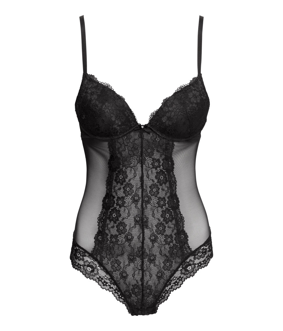 Lyst - H&M Lace Bodysuit in Black