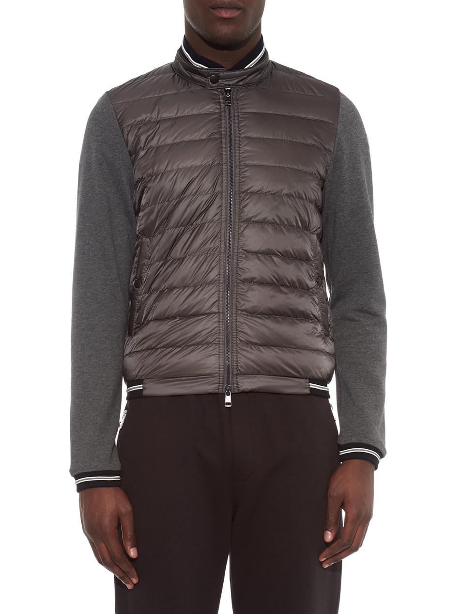 Lyst - Moncler Maglia Contrast-panel Bomber-style Cardigan in Gray for Men