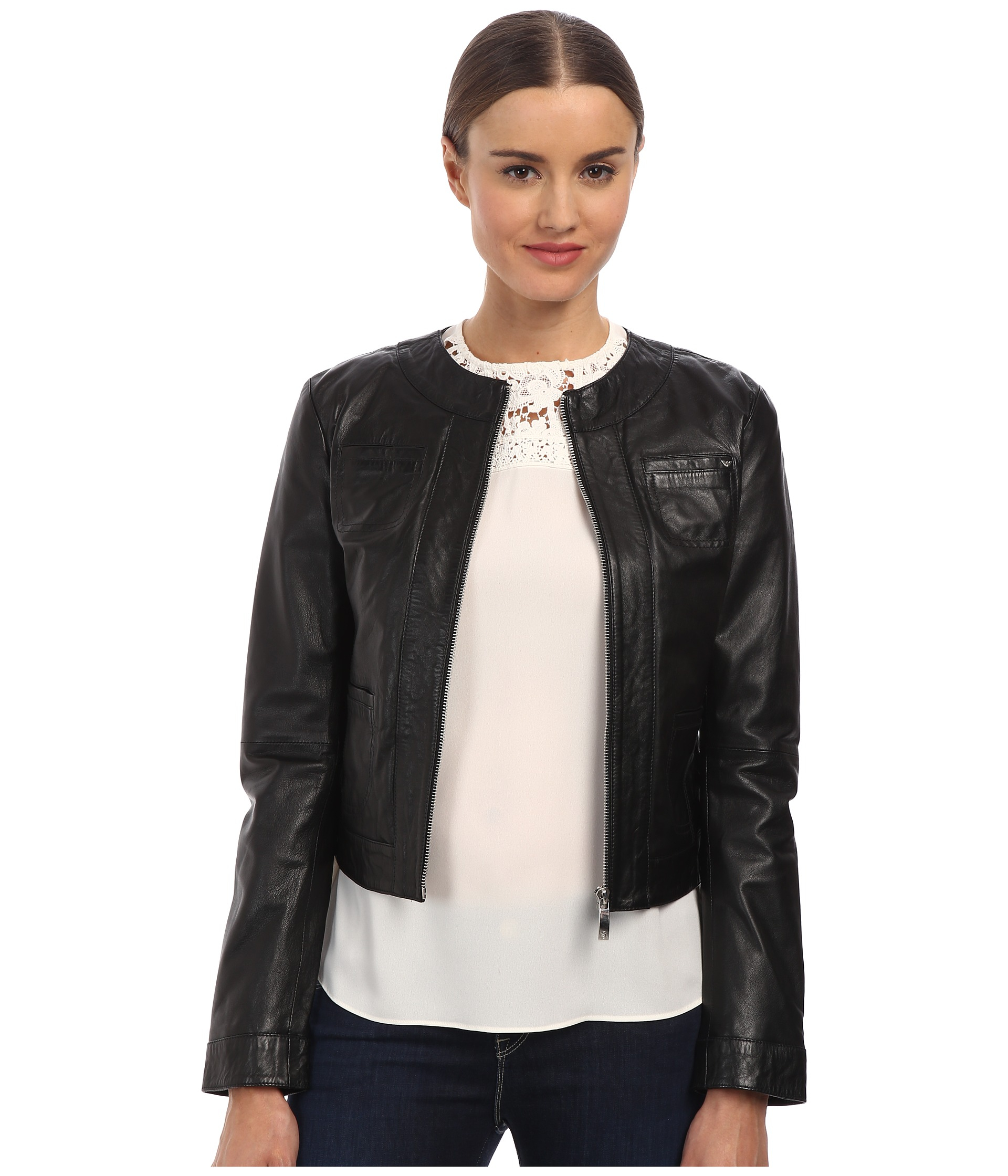 Lyst - Armani Jeans Leather Jacket in Black