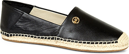 michael kors kendrick slip on black leather espadrille