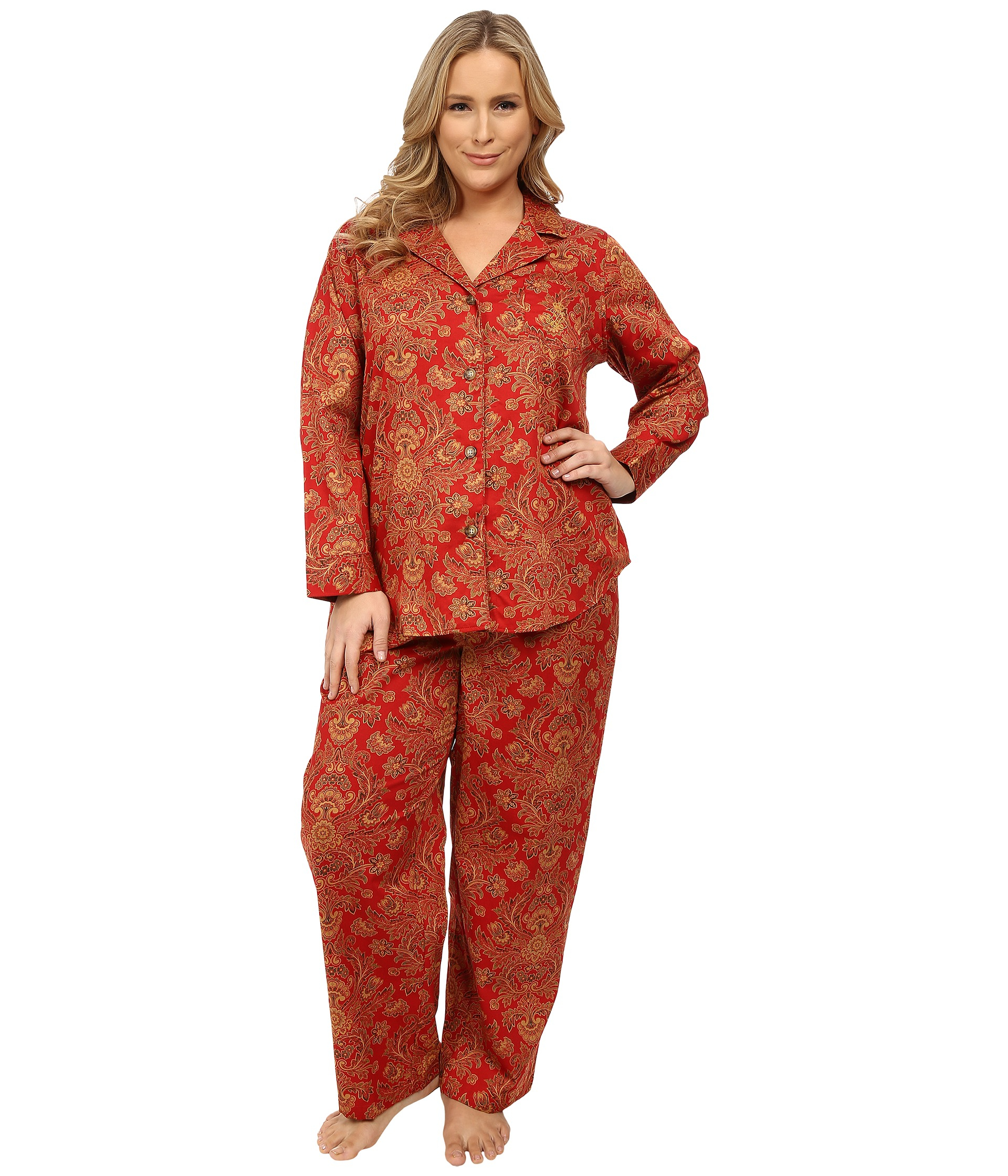 Lyst - Lauren by Ralph Lauren Classic Paisley Sateen Packaged Pajamas ...