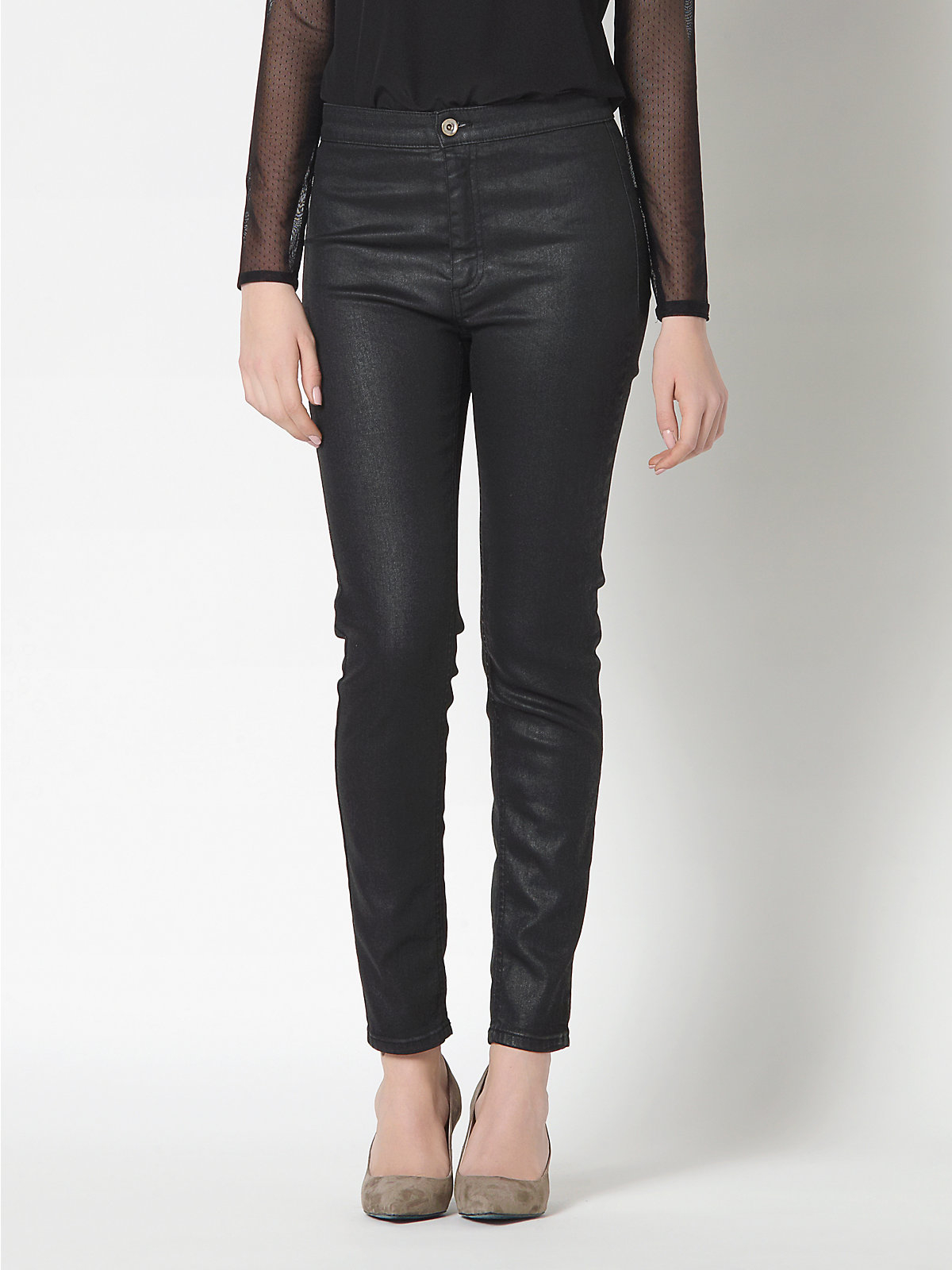 Patrizia pepe High Waist Skinny Stretch Jeans in Black (Nero) - Save 35 ...