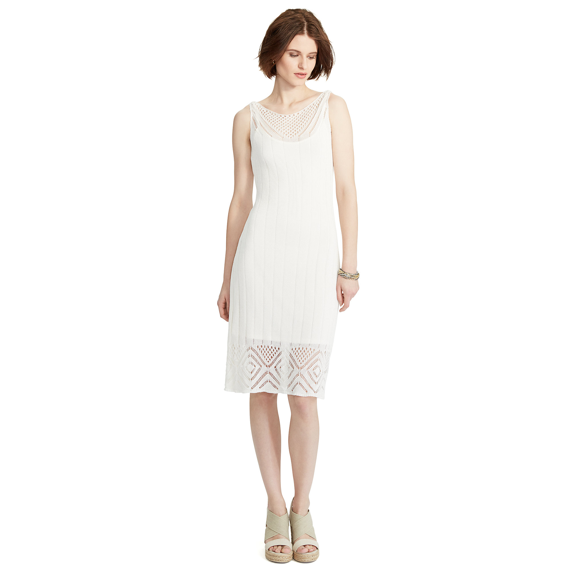 Lyst Ralph Lauren Pointelle Linenblend Dress in White