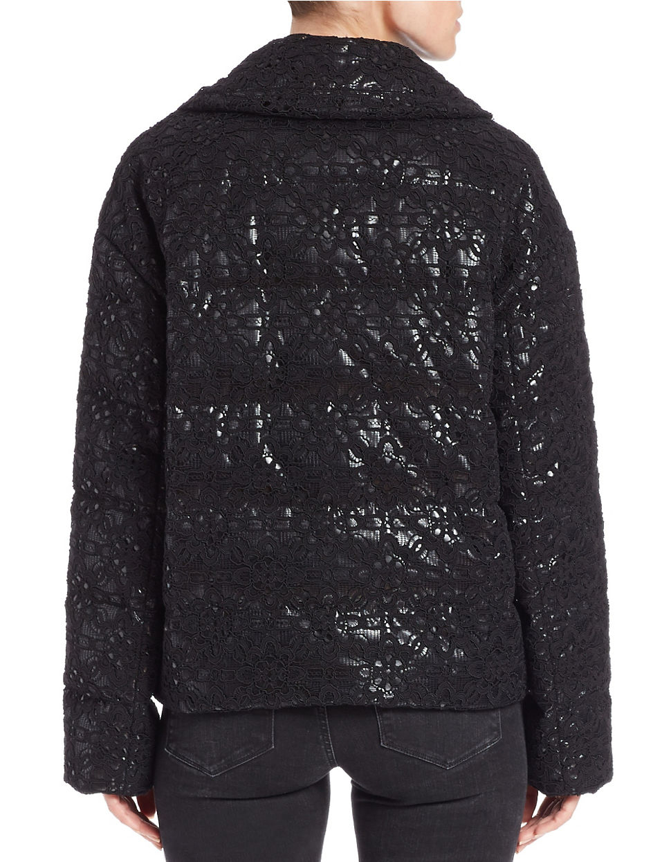 dkny black longline puffer coat