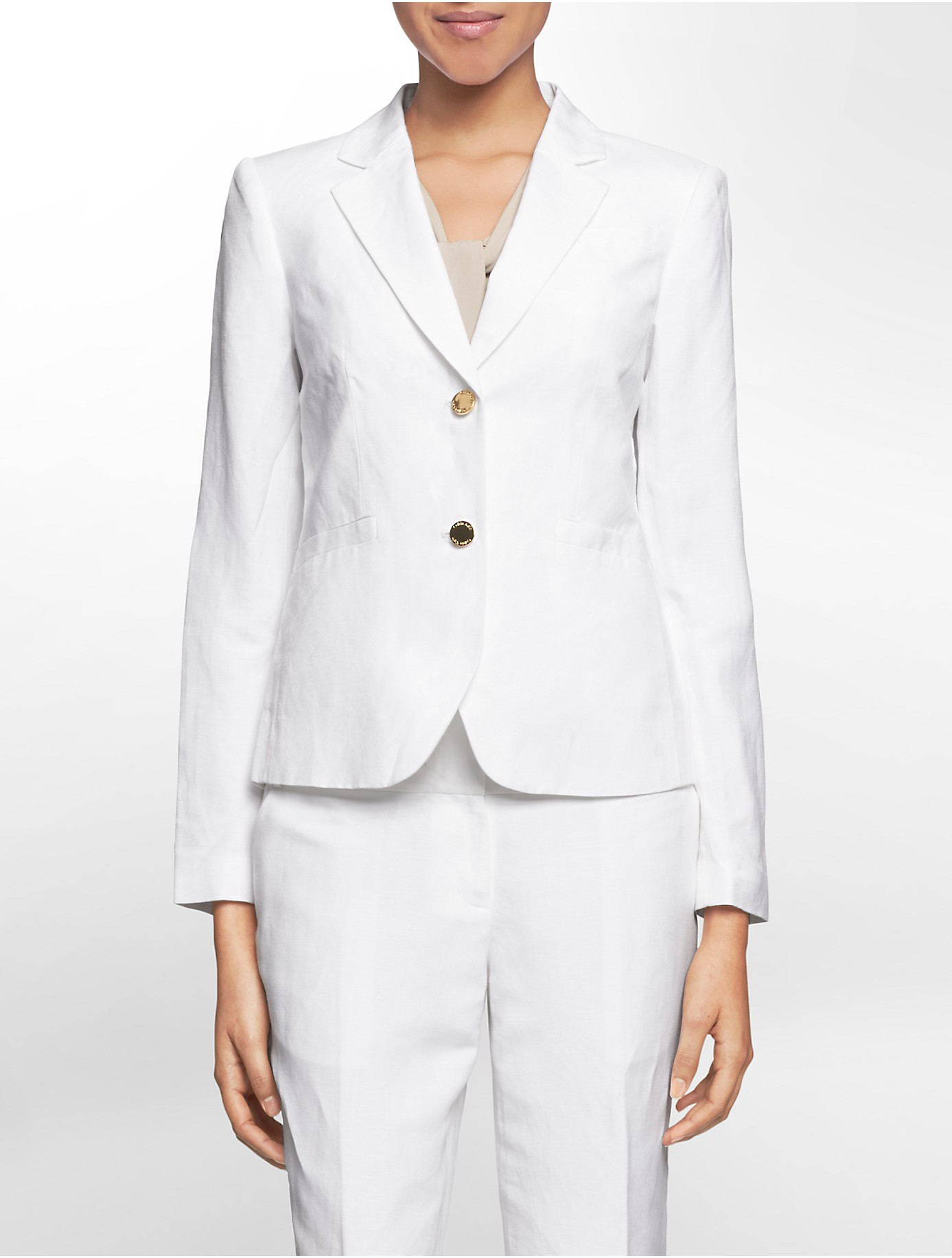 Lyst - Calvin Klein White Label Two Button Linen Suit Jacket in White