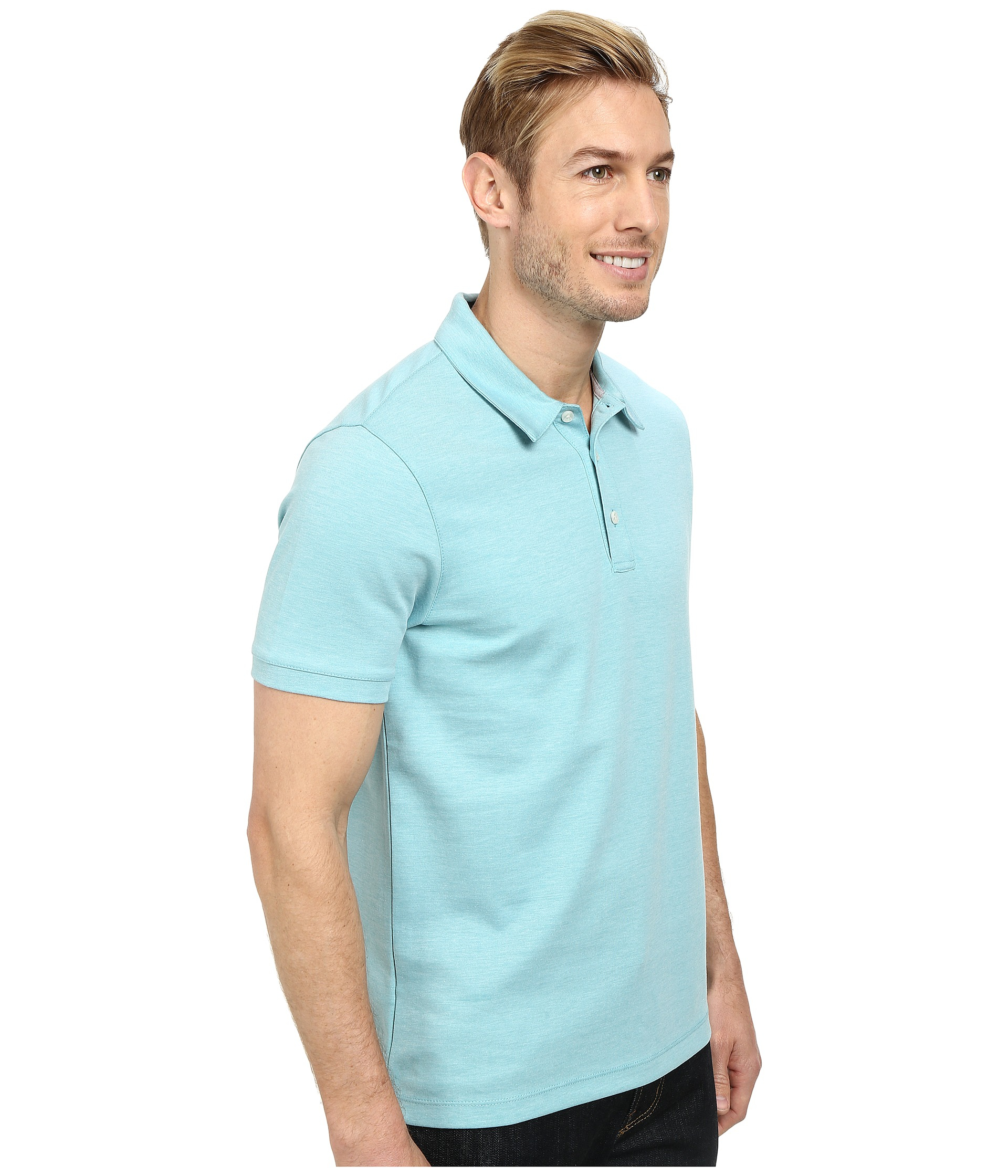 Lyst - Perry Ellis Oxford Three-button Polo in Blue for Men