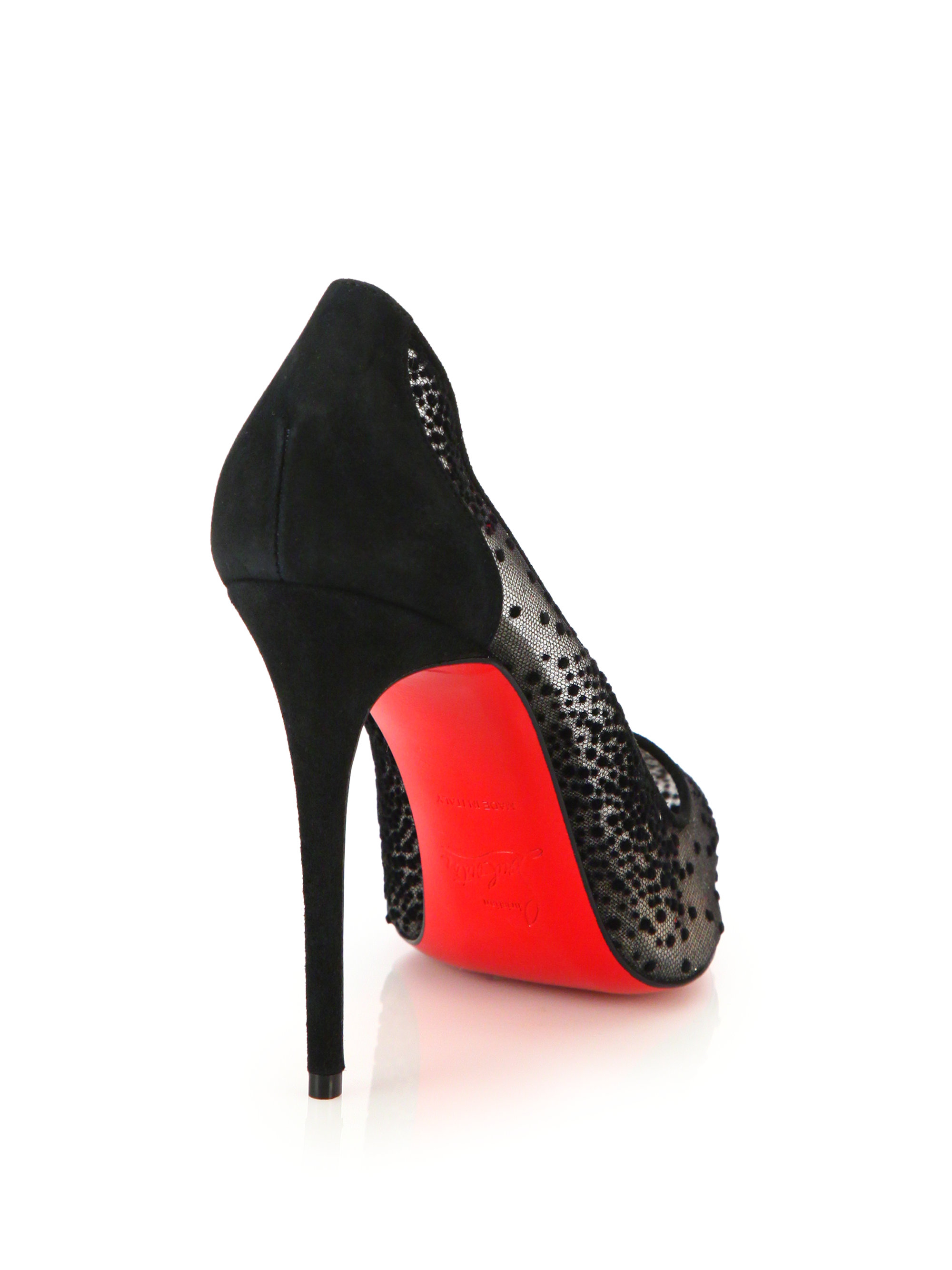 spikes shoes for men - Christian louboutin Follies Velvet-dotted Mesh Pumps in Black | Lyst