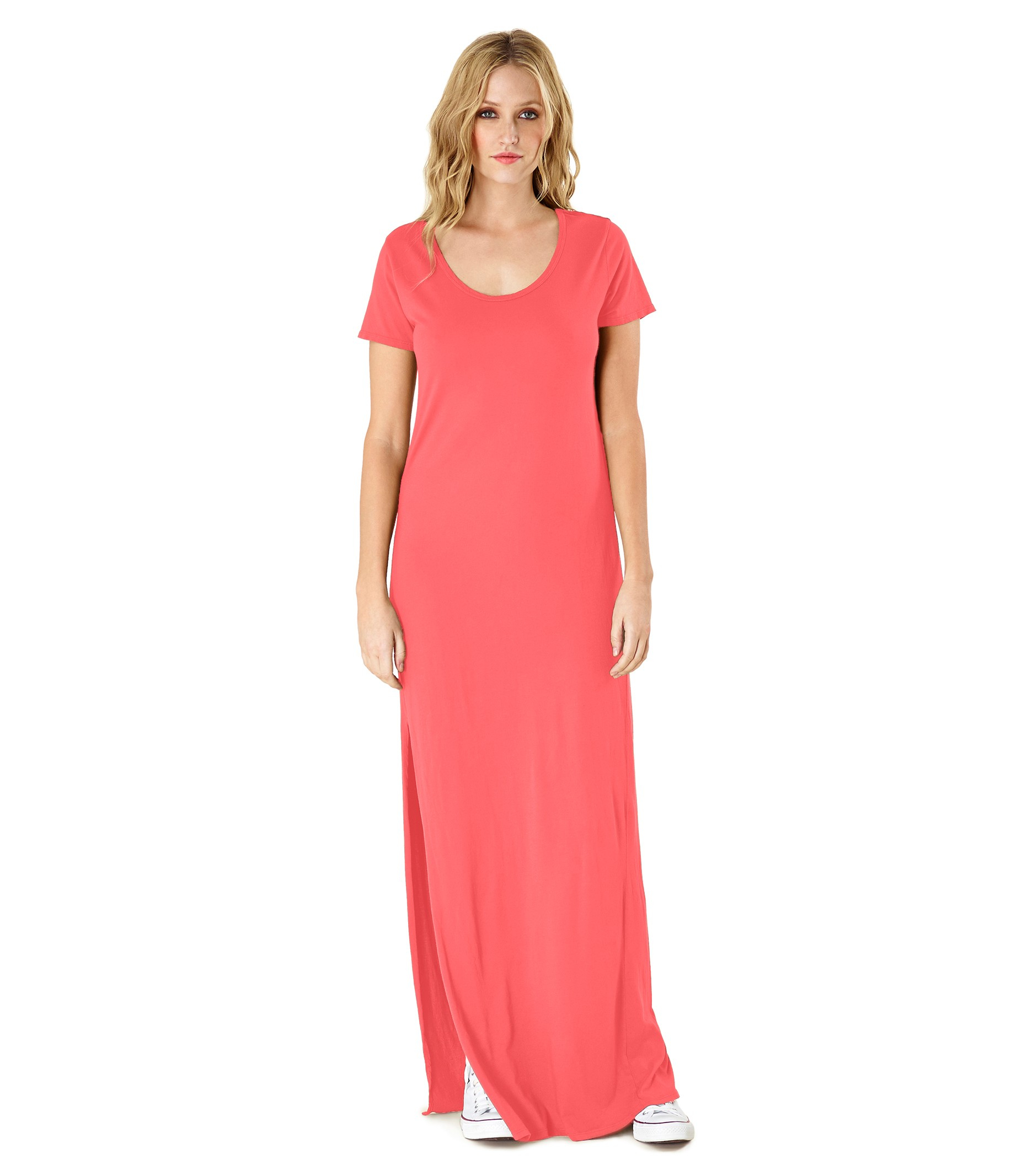 Michael stars T-shirt Maxi Dress With Side Slit in Orange | Lyst