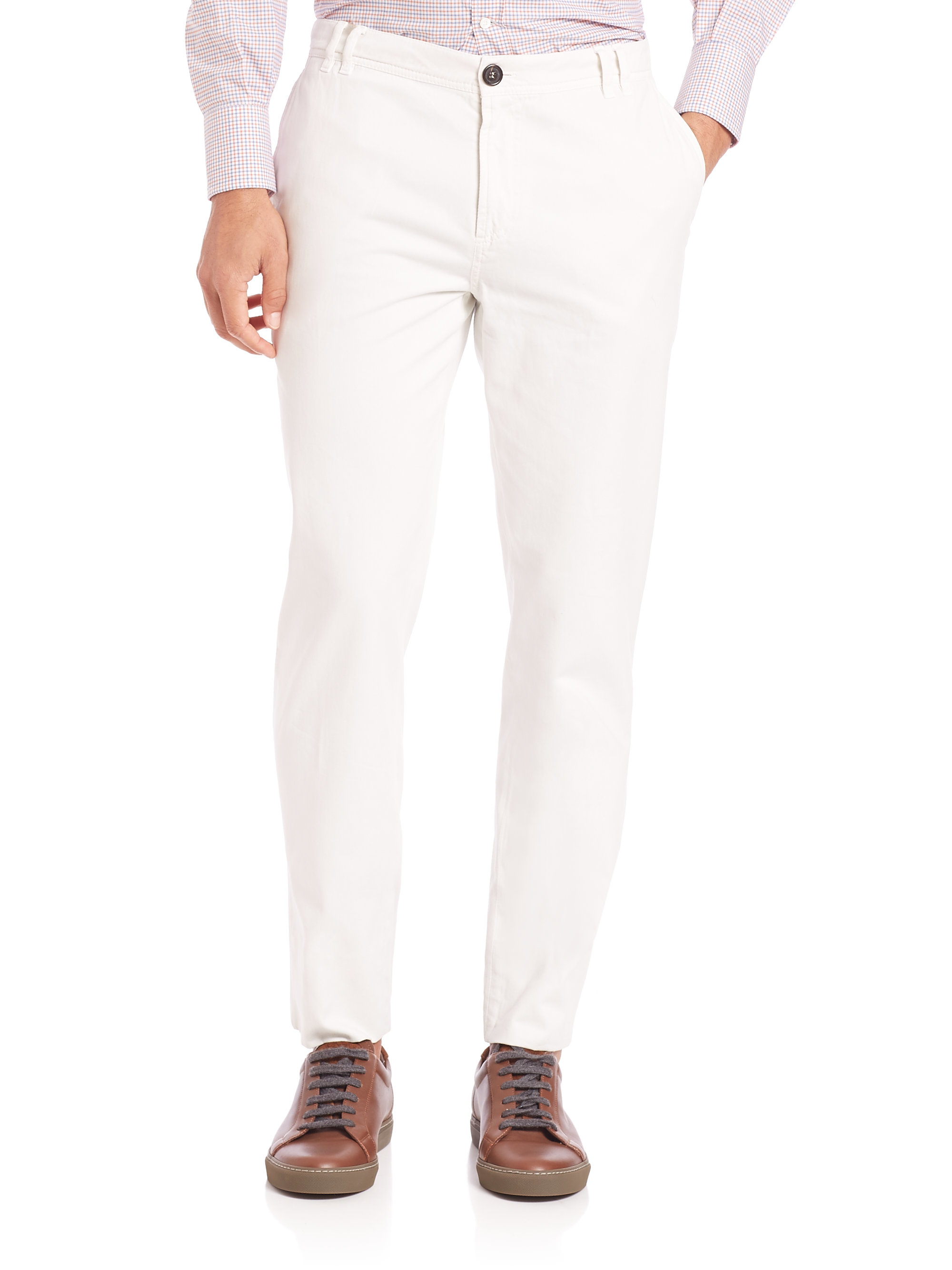 Lyst - Brunello Cucinelli Regular-fit Six-pocket Pants in White for Men