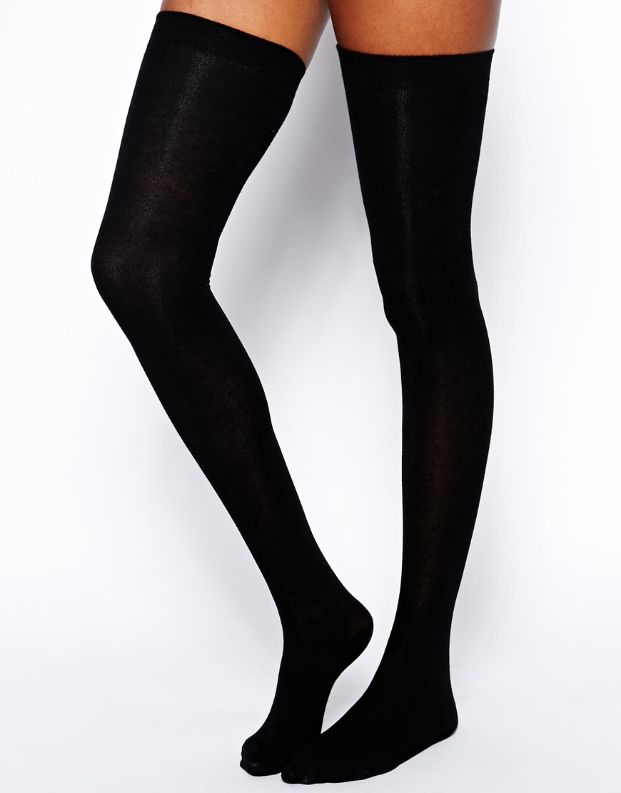 Asos Thigh High Socks In Black Lyst