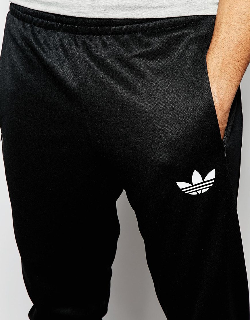 Adidas Originals Skinny Striped Joggers In Black For Men Lyst