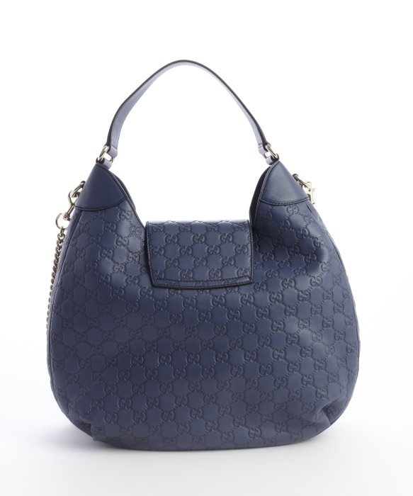 Gucci Navy Ssima Leather Emily Hobo Bag in Blue | Lyst
