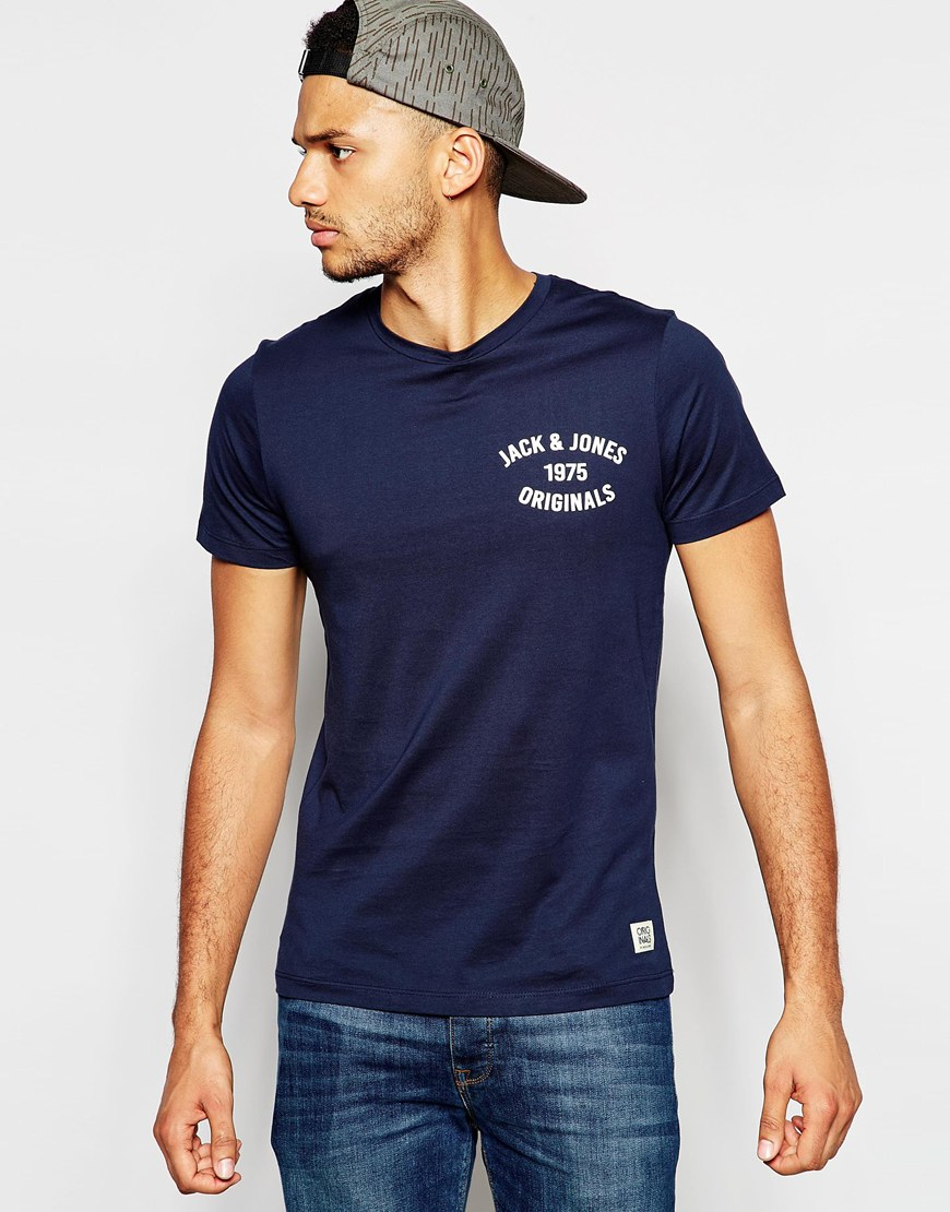 Lyst - Jack & Jones T-shirt With 1975 Chest Print in Blue for Men