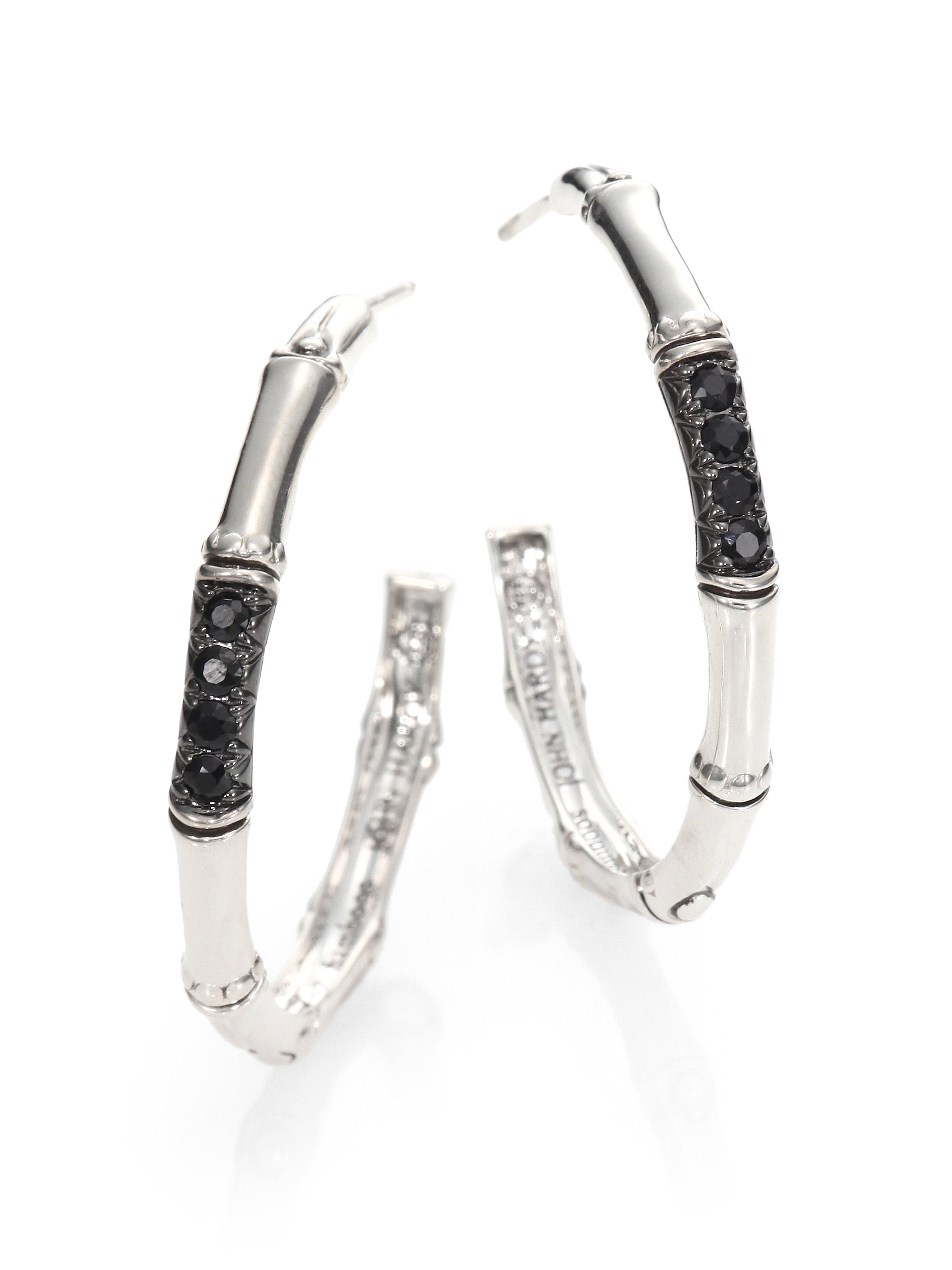 John hardy Bamboo Black Sapphire & Sterling Silver Lava Hoop Earrings/2