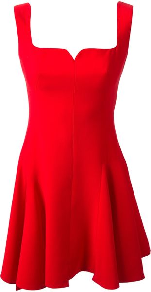 Alexander Mcqueen Sleeveless Skater Dress in Red | Lyst