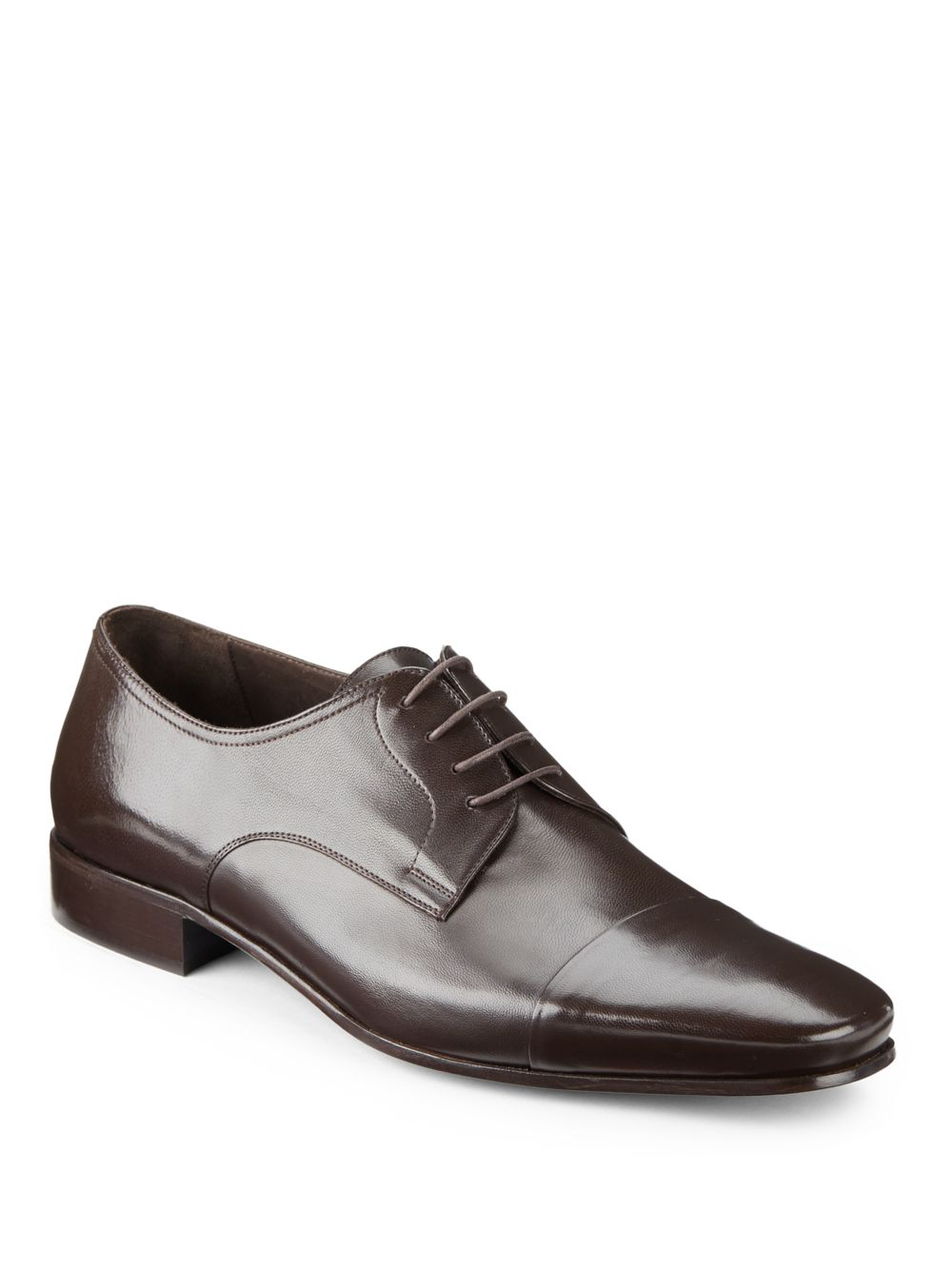 Bruno Magli Martico Leather Cap-Toe Dress Shoes in Brown for Men (dark ...