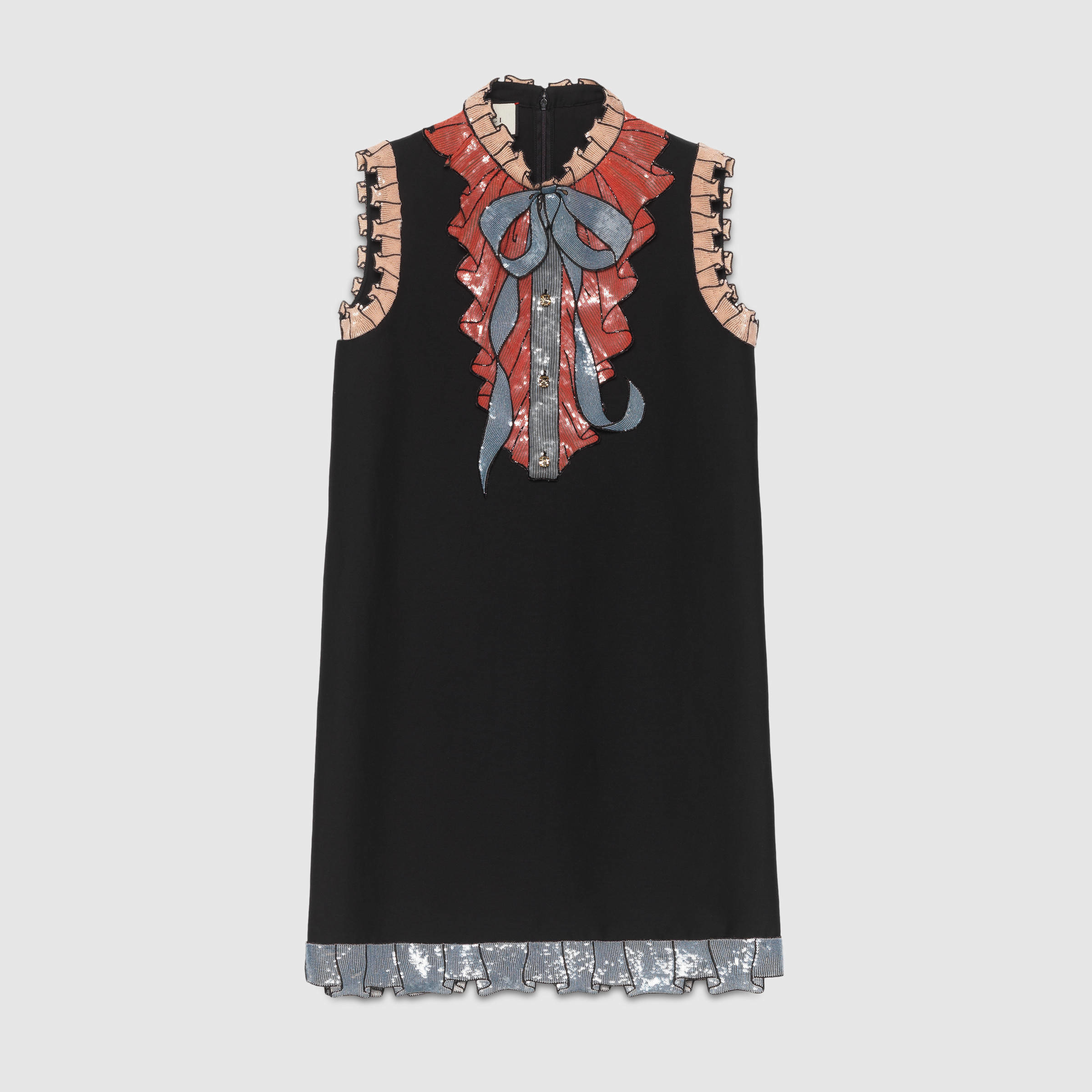 Lyst Gucci Silk Cotton Embroidered Dress In Black Gallery