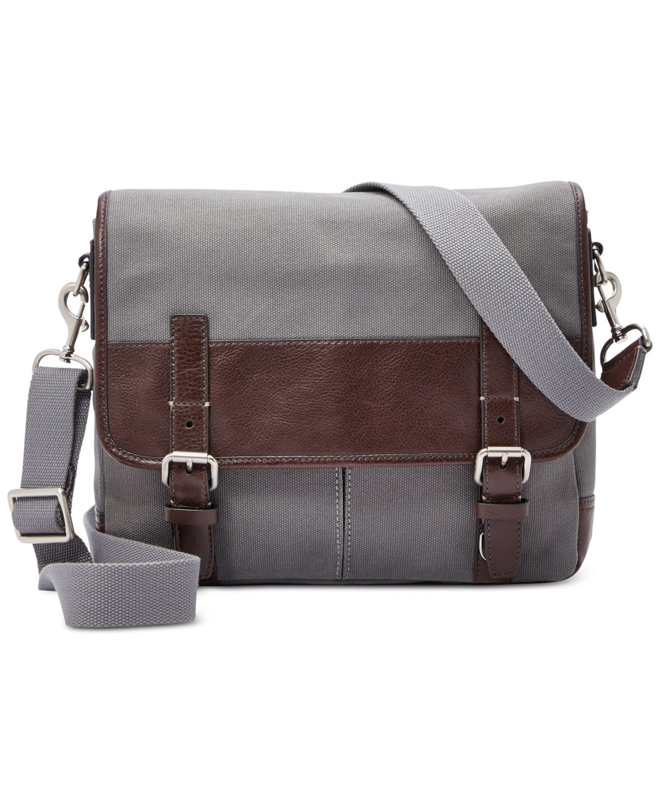 Fossil Bennett Canvas Small Messenger Bag in Gray for Men | Lyst