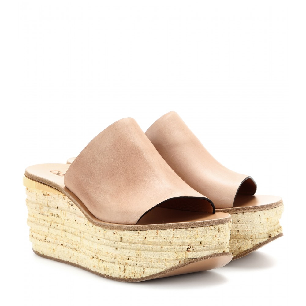 chloe pink camille leather cork wedge mules product 1 18339824 2 713678158 normal