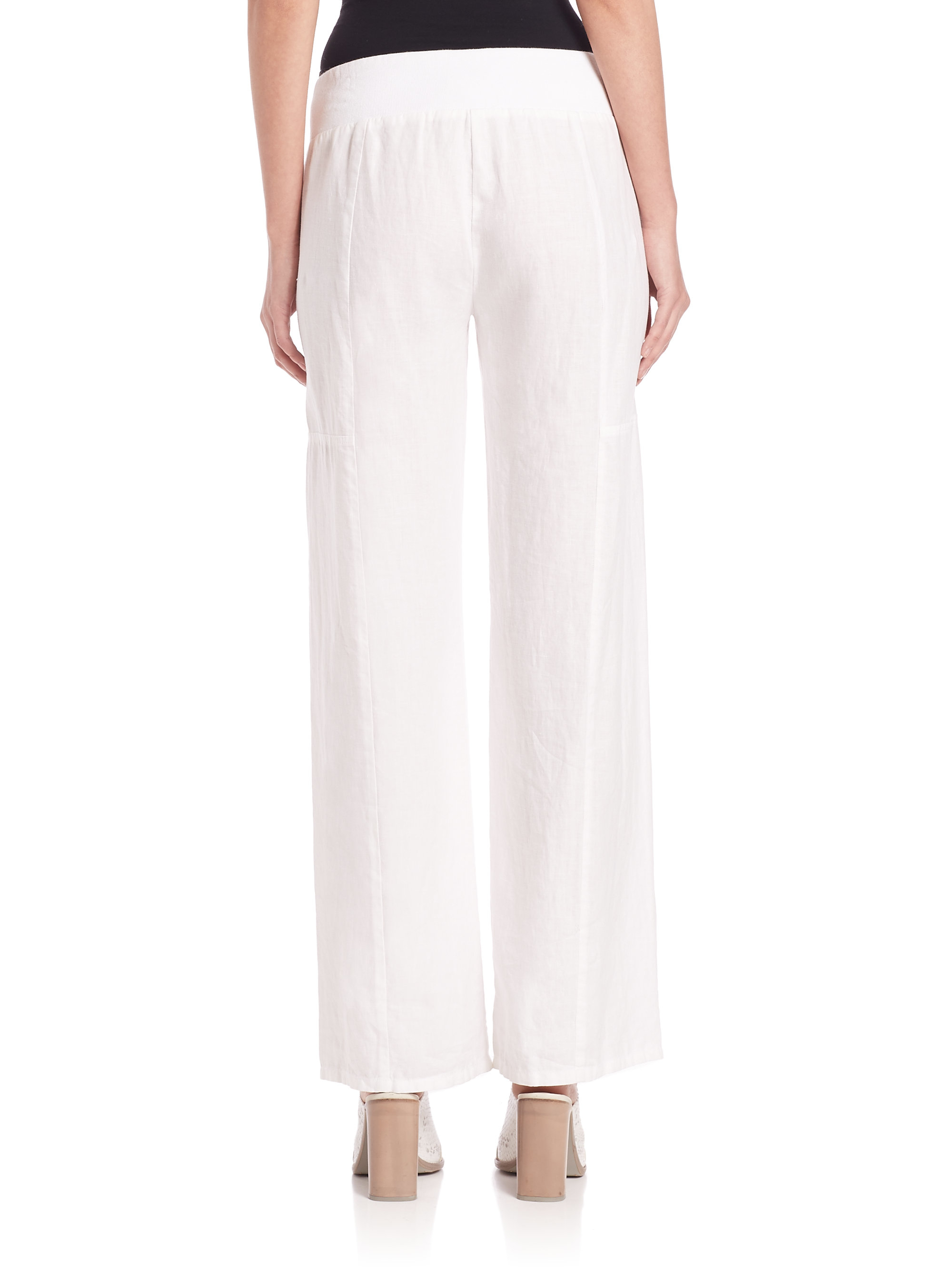 Lyst - Eileen Fisher Linen Wide-leg Pants in White