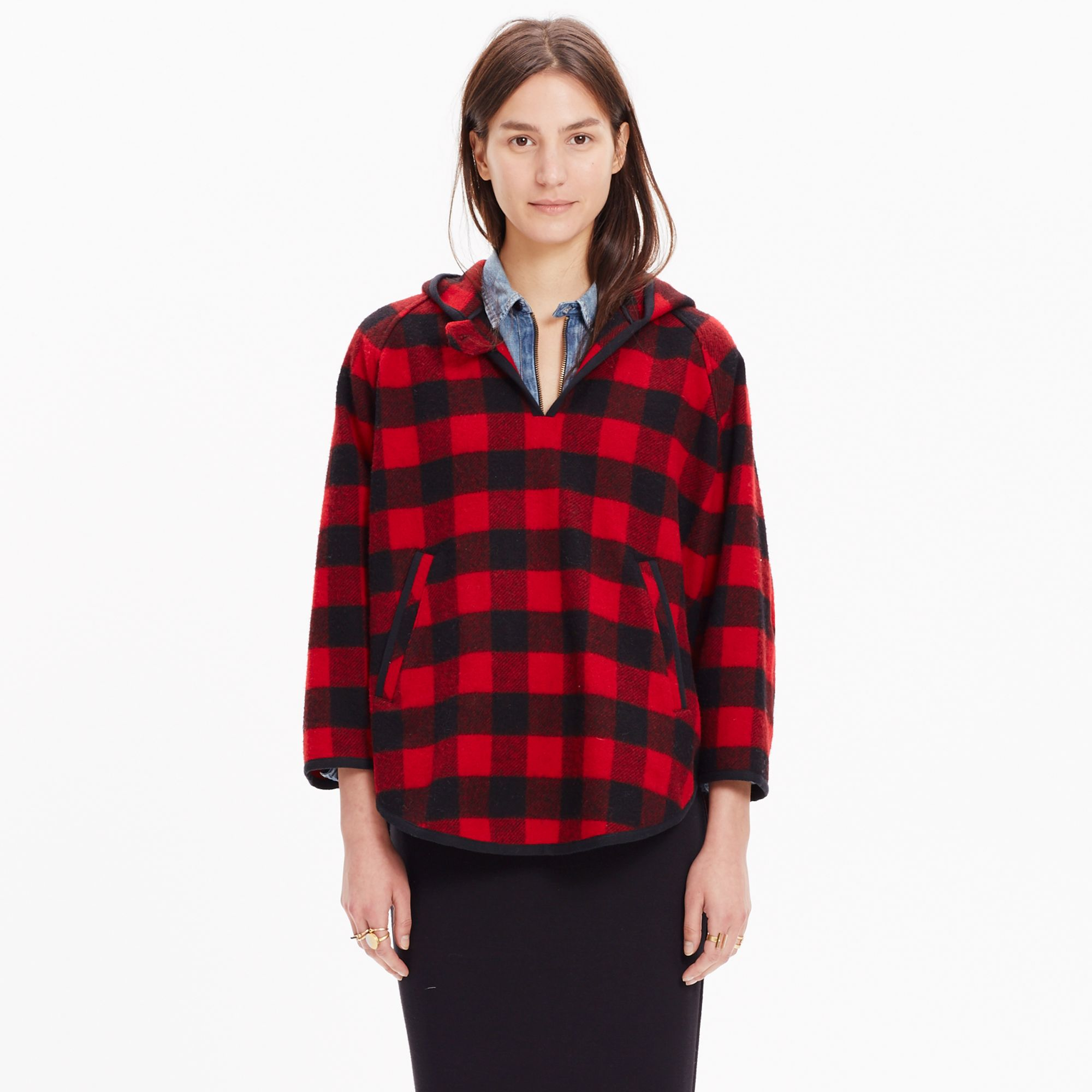 Madewell Woolrich White™ Buffalo-check Mill Wool Popover Jacket in Red ...