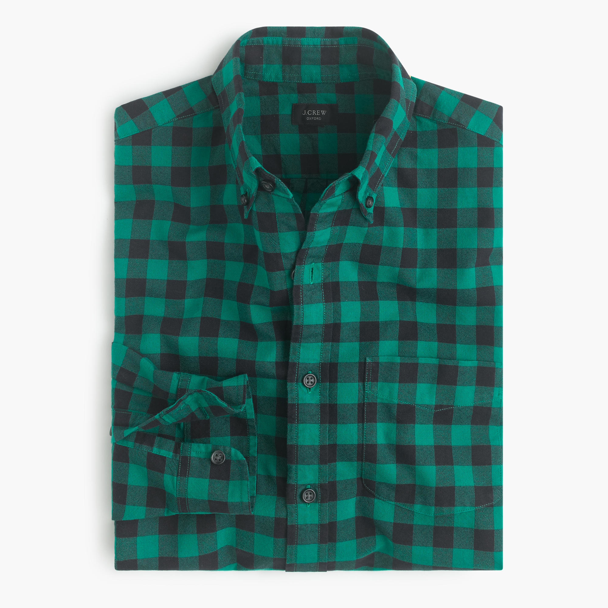 J.crew Slim Vintage Oxford Shirt In Buffalo Check in Green for Men ...