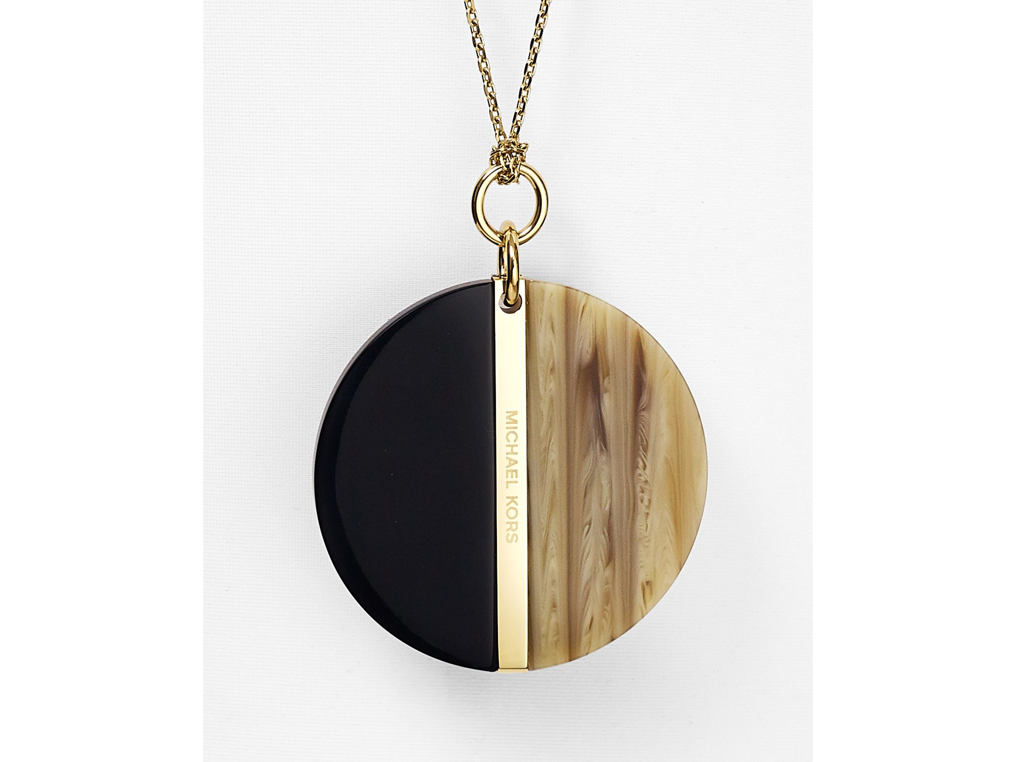 michael kors disc pendant necklace 30 quot in black lyst michael kors disc pendant necklace 30 quot in black lyst