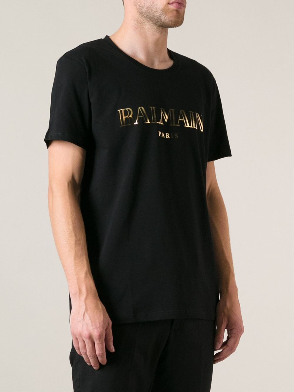 Balmain Logo Print Tshirt in Black for Men | Lyst