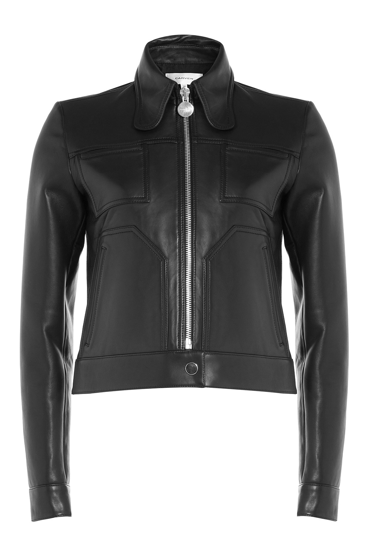 Carven Leather Jacket Black In Lyst