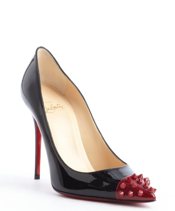 fake red bottom shoes - Christian louboutin Black and Ruby Spike Point Toe Pumps in Black ...
