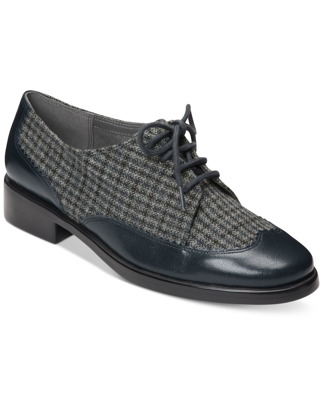 black and blue oxfords