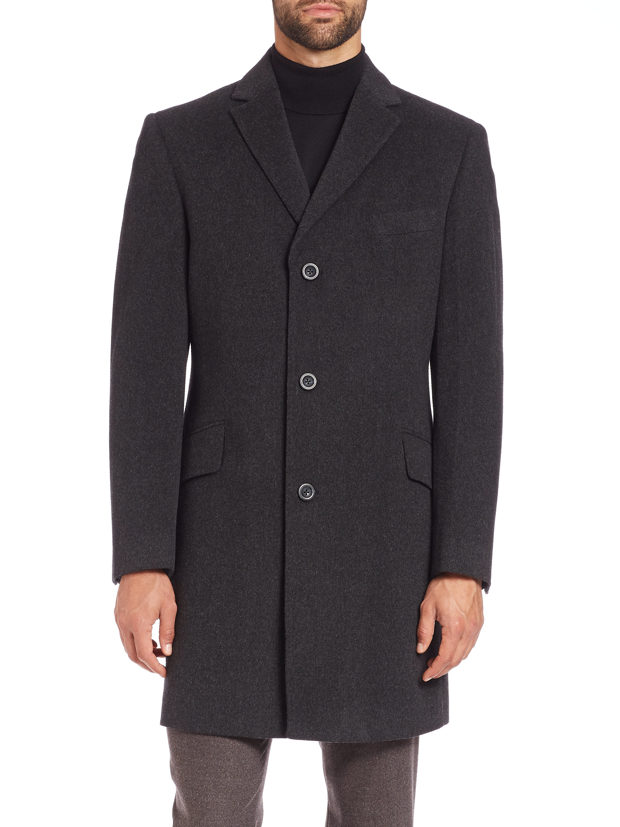 Saks fifth avenue Wool And Cashmere Coat in Gray for Men (grey) - Save ...