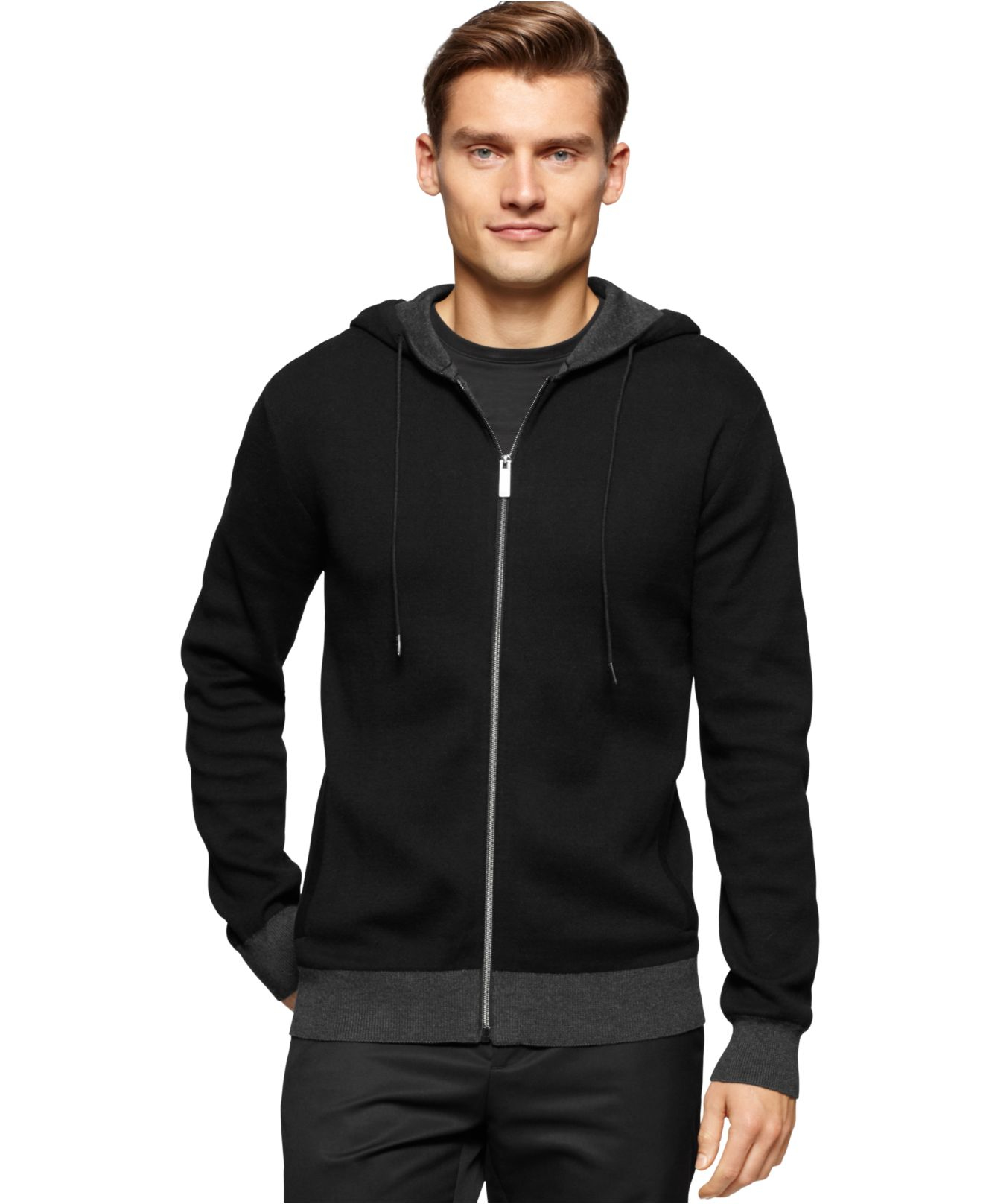 Lyst - Calvin Klein Double Knit Full-zip Hoodie in Black for Men