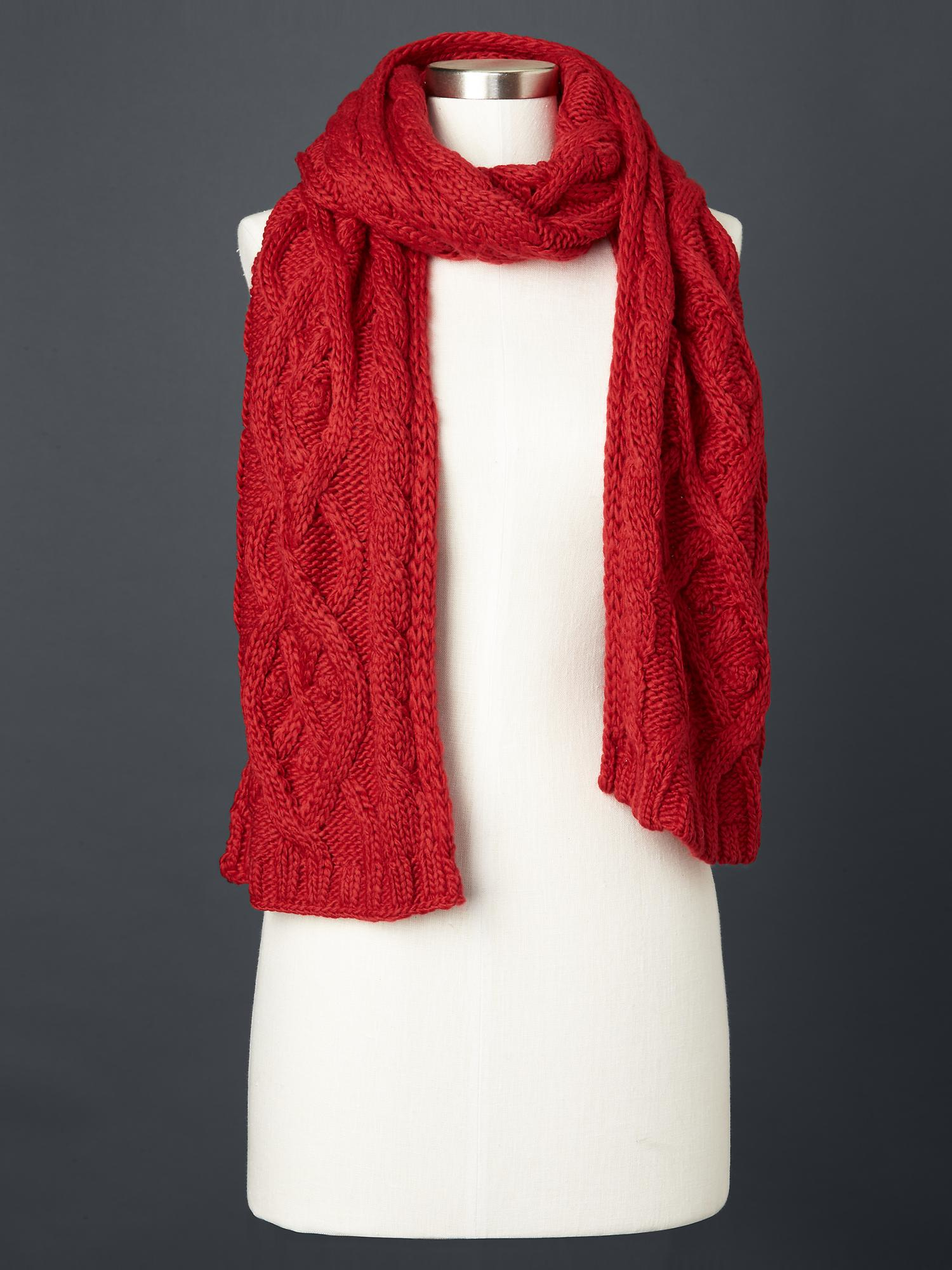 Gap Solid Cable Knit Scarf in Red (modern red) Lyst