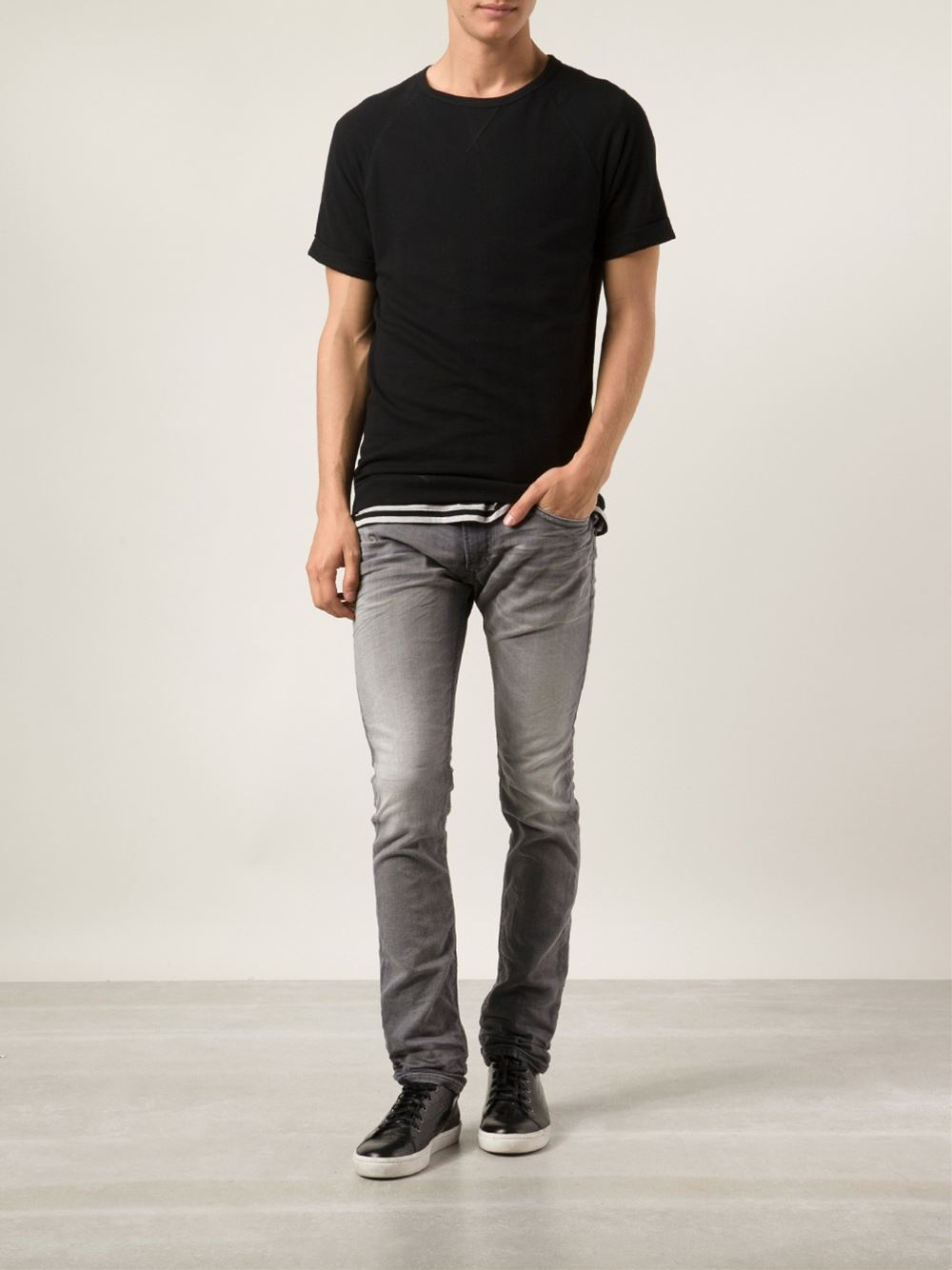 Lyst - Diesel Thavar Sweat Jeans in Gray for Men
