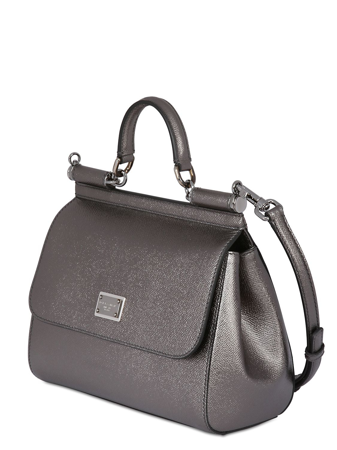 Lyst Dolce Gabbana Medium Sicily Lamé Dauphine Leather Bag In Gallery