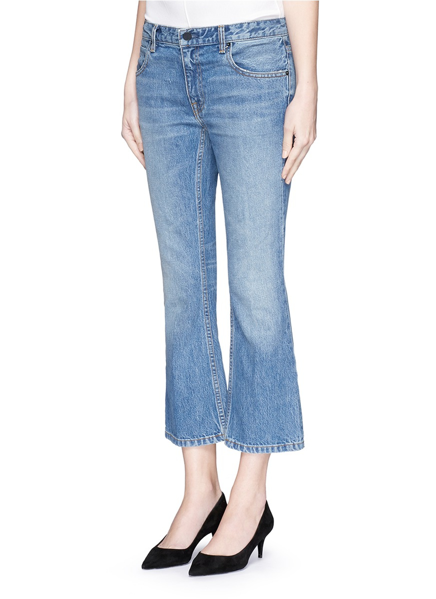 T By Alexander Wang Denim 'trap' Light Wash Crop Flare Jeans in Blue - Lyst