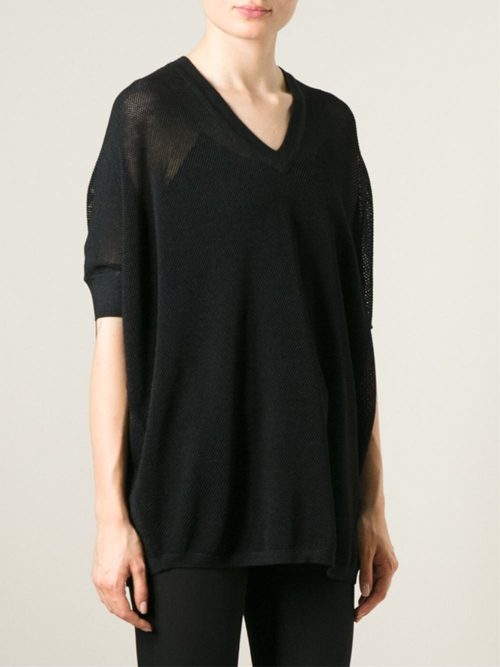 Lyst - Dkny See-Through Mesh Sweater in Black