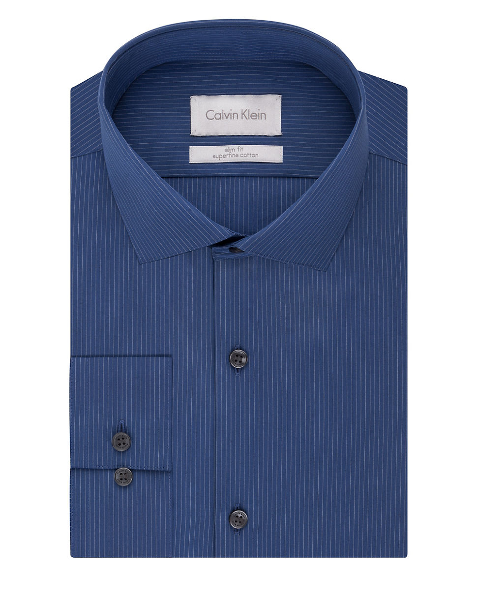 Calvin klein Slim Fit Muted Striped Dress Shirt in Blue for Men | Lyst