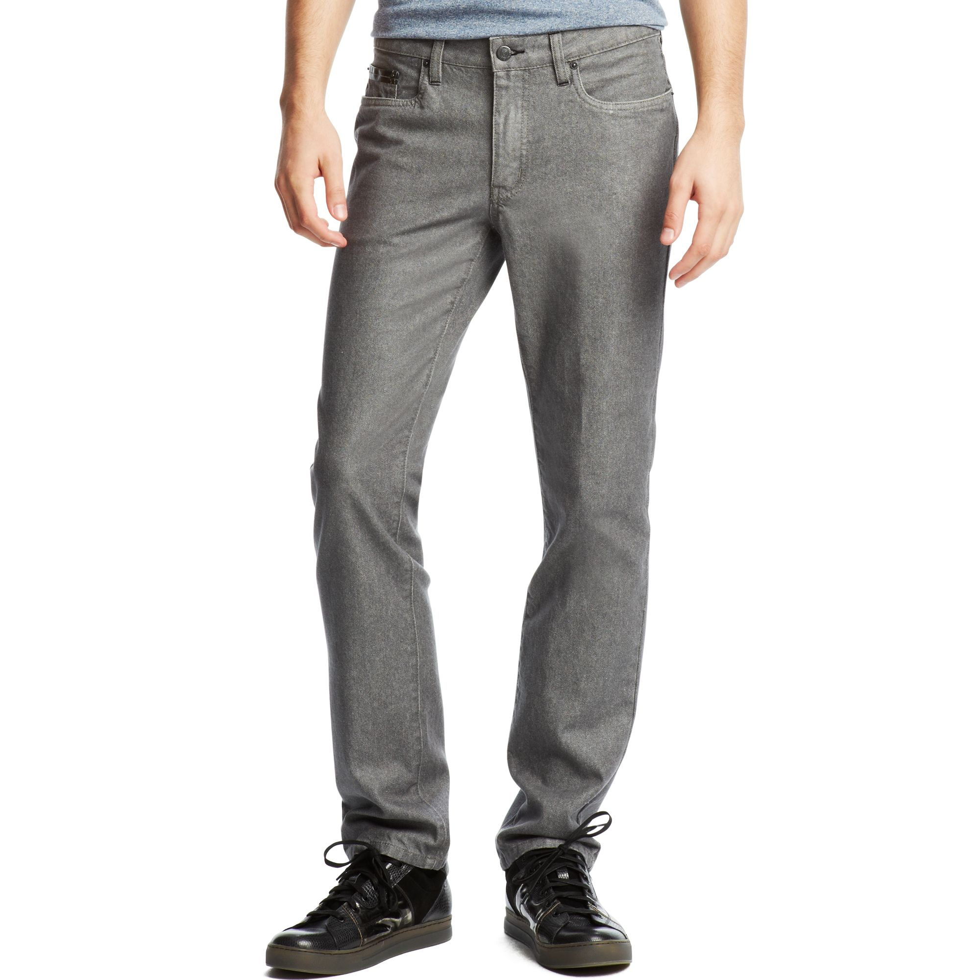 Kenneth Cole Reaction Coated Straight Fit Jeans in Gray for Men (Dim ...