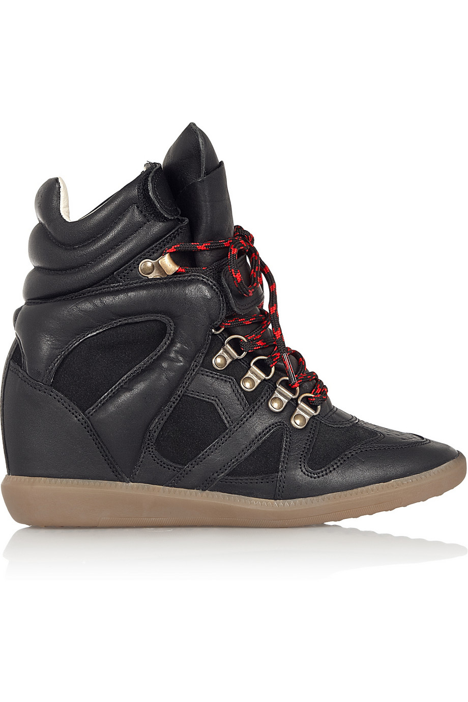 Isabel marant Étoile Buck Leather And Suede Wedge Sneakers ...