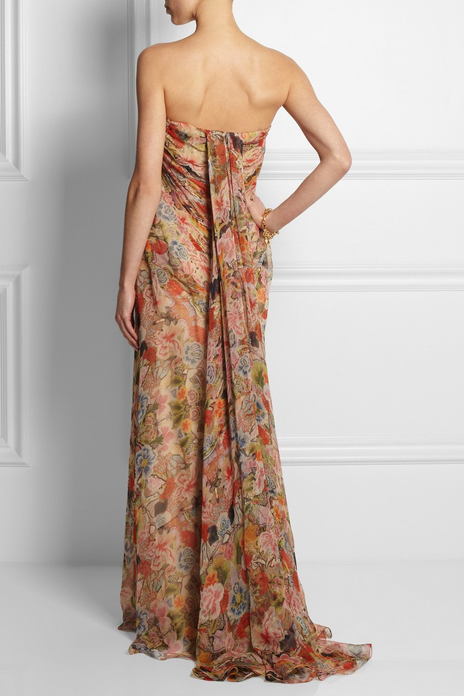 Alexander mcqueen Floralprint Silkchiffon Gown in Multicolor (Pink) | Lyst