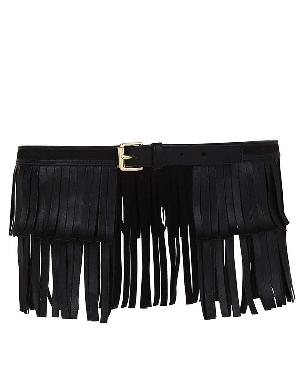 Lyst - Bcbgmaxazria Fringe Waist Belt in Black