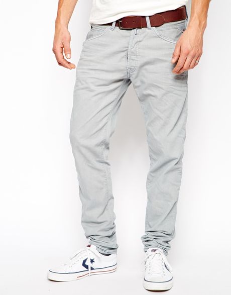 Replay Jeans Zonman Carrot Fit Gray Blue Washed Out in Blue for Men | Lyst