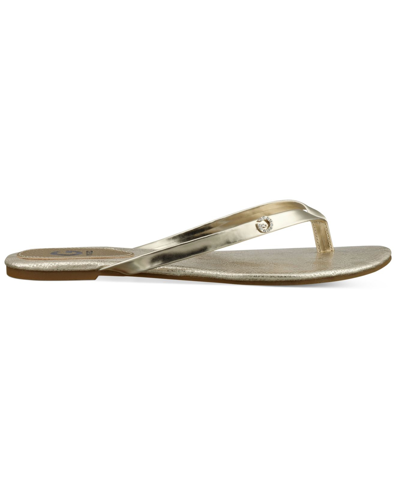 Lyst G by guess Women's Bayla Flip Flops in Metallic