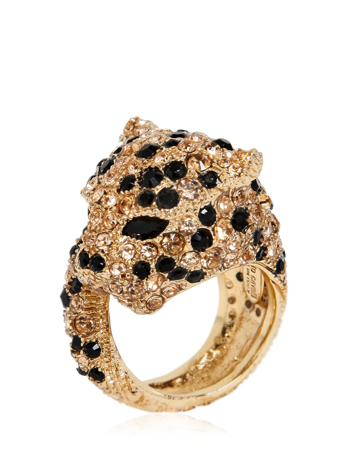Roberto Cavalli Embellished Panther Ring - For Women in Gold/Black ...
