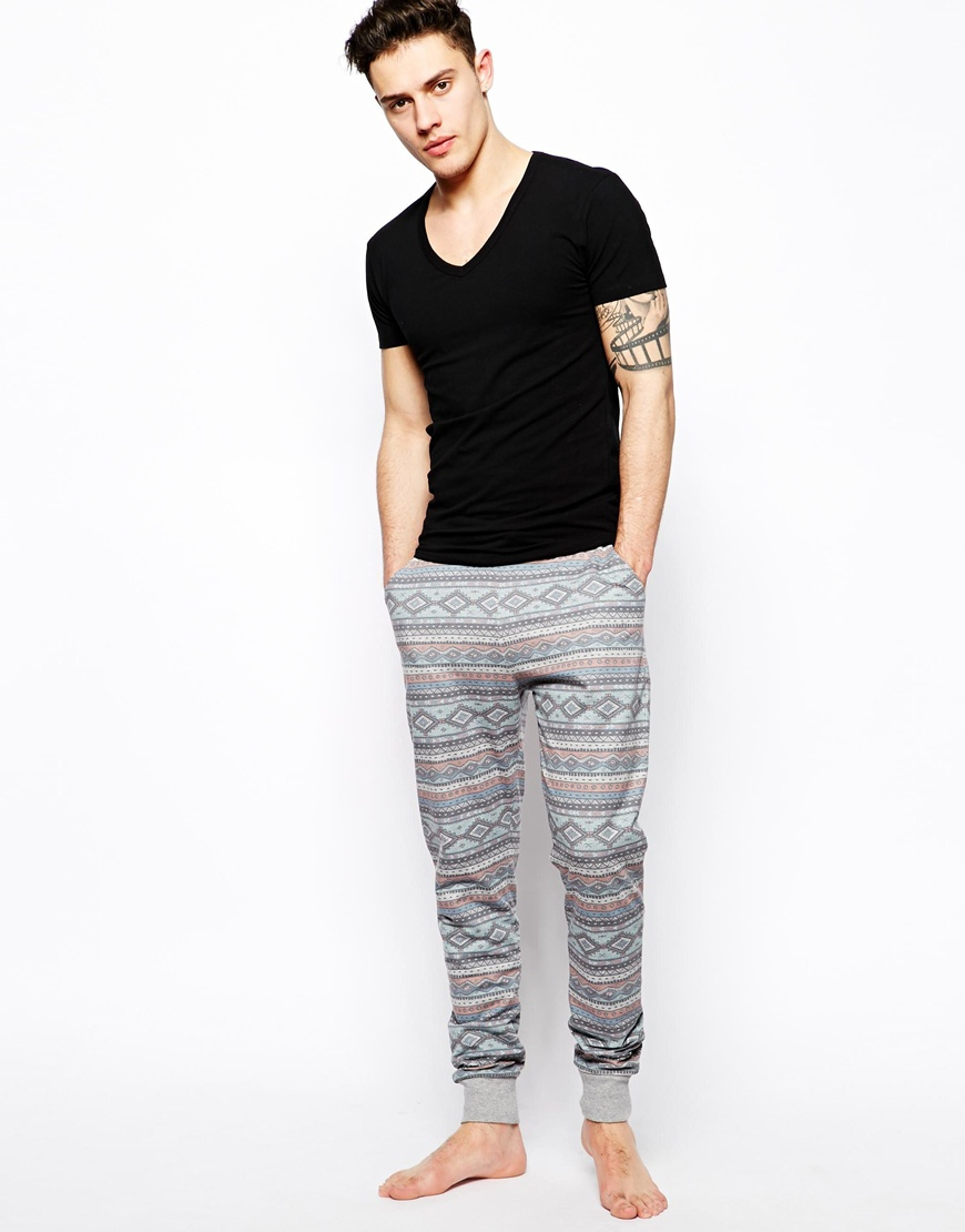 Lyst - Asos Slim Fit Lounge Sweatpants with Aztec Print in Gray for Men